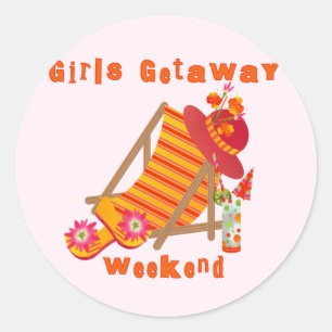 Girls Weggehen Wochenende T - Shirt und Geschenke Runder Aufkleber
