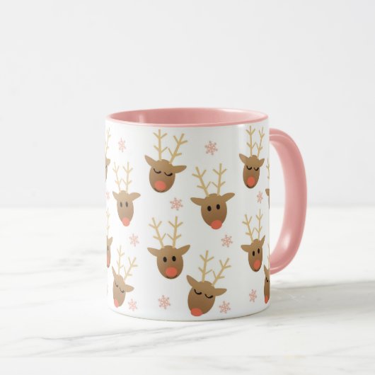 Girls Weihnachts Rentier Snowflakes Pattern Gold Tasse (VorderseiteRechts)
