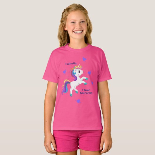 Girls Whimsical Aquamarin Unicorn BIrthday Party T-Shirt (Vorne ganz)