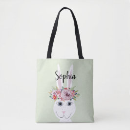 Girls Whimsical Blume Wasserfarben Kaninchen und N Tasche