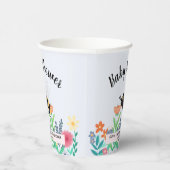 Girls Whimsical Bumblebee Bee Floral Baby Shower Pappbecher (Rechts)