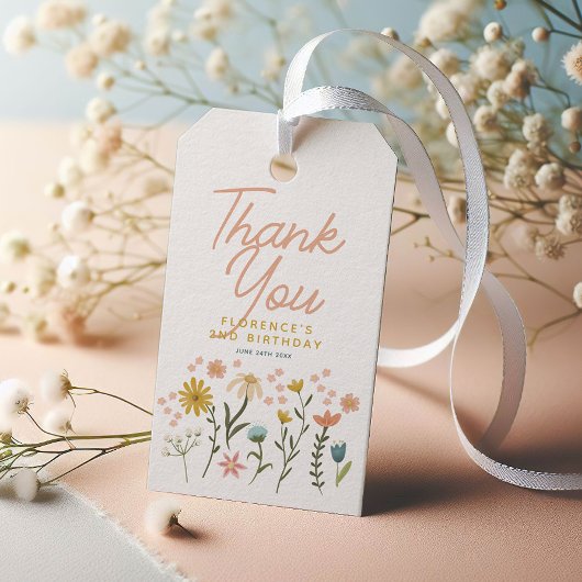 Girls Whimsical Two Wild Boho Wildflower Birthday Geschenkanhänger