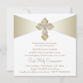 Girls White and Gold Erstkommunion Einladung (Rückseite)