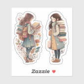 Girls Who Liebe Bücher Sticker (Blatt)