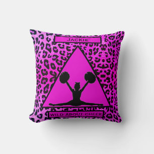 Girls "Wild About Cheer" Pink Leopard Kissen