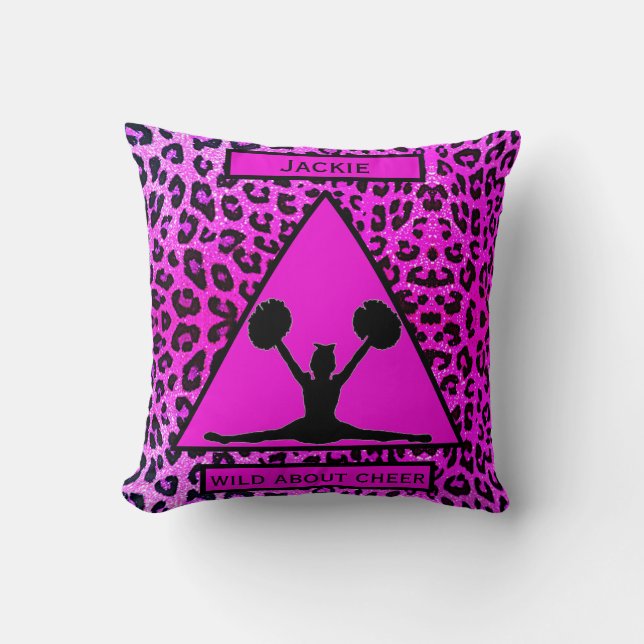 Girls "Wild About Cheer" Pink Leopard Kissen (Vorderseite)
