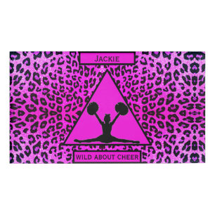 Girls "Wild About Cheer" Pink Leopard Namenschild