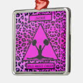 Girls "Wild About Cheer" Pink Leopard Ornament Aus Metall (Links)