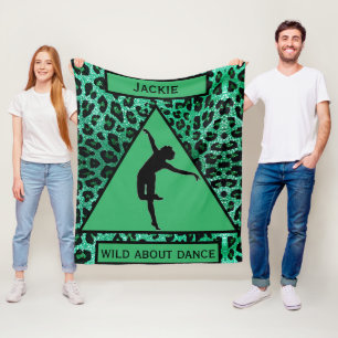 Girls "Wild About Dance" Grüner Leopard Fleecedecke
