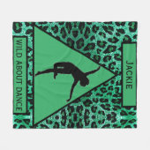 Girls "Wild About Dance" Grüner Leopard Fleecedecke (Vorderseite (Horizontal))