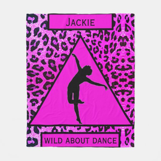 Girls "Wild About Dance" Pink Leopard Fleecedecke (Vorderseite)
