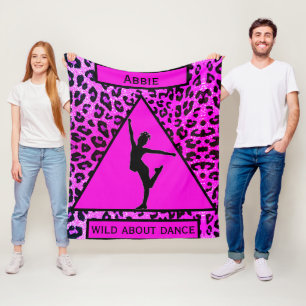 Girls "Wild About Dance" Pink Leopard Fleecedecke