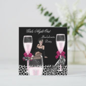 Girls Wild Night Out Pink Shoes Champagne Einladung (Stehend Vorderseite)