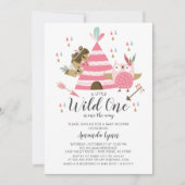 Girls Wild One Baby Shower Einladung (Vorderseite)