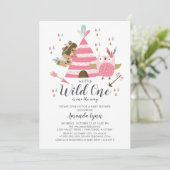 Girls Wild One Baby Shower Einladung (Stehend Vorderseite)