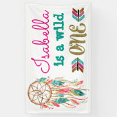 Girls Wild One Birthday Banner Tribal 1. Geburtsta (Vertikal)