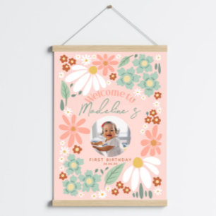 Girls Wildblume Daisy Foto Geburtstag Begrüßungsze Poster