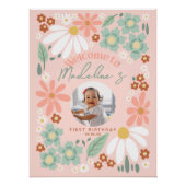 Girls Wildblume Daisy Foto Geburtstag Begrüßungsze Poster (Vorderseite)