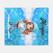 Girls Winter Ice Skate Abbildung Skate Snowflake Fleecedecke (Vorderseite (Horizontal))