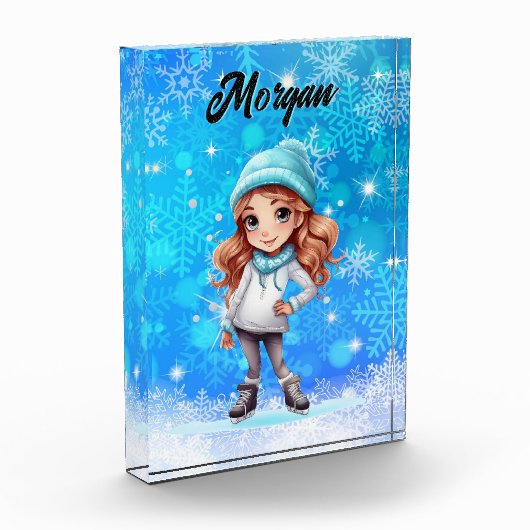 Girls Winter Ice Skate Abbildung Skate Snowflake Fotoblock (Links)