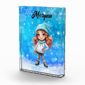 Girls Winter Ice Skate Abbildung Skate Snowflake Fotoblock (Rechts)