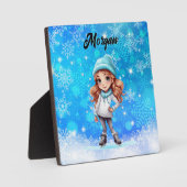 Girls Winter Ice Skate Abbildung Skate Snowflake Fotoplatte (Vorderseite)