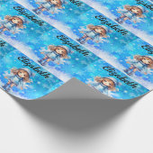 Girls Winter Ice Skate Abbildung Skate Snowflake Geschenkpapier (Ecke)