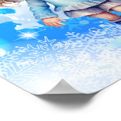 Girls Winter Ice Skate Abbildung Skate Snowflake Poster (Ecke)