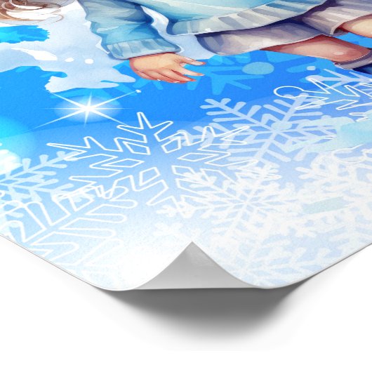 Girls Winter Ice Skate Abbildung Skate Snowflake Poster (Ecke)