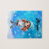 Girls Winter Ice Skate Abbildung Skate Snowflake Puzzle (Horizontal)