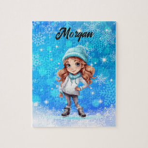 Girls Winter Ice Skate Abbildung Skate Snowflake Puzzle
