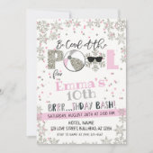 Girl's Winter Pool Party Geburtstag Einladung (Vorderseite)