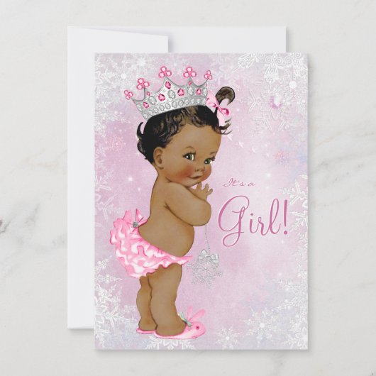 Girls Winter Wonderland Baby Dusche Einladung (Vorderseite)