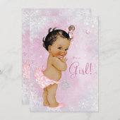 Girls Winter Wonderland Baby Dusche Einladung (Vorne/Hinten)