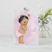 Girls Winter Wonderland Baby Dusche Einladung (Stehend Vorderseite)