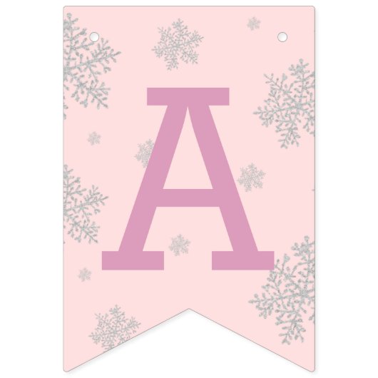 Girls Winter Wonderland Niedlich Pinguin Pink Gebu Wimpelkette (Dritte Fahne)