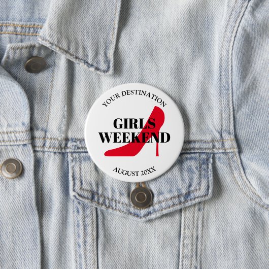 Girls Wochenende Junggeselinnen-Abschied Roter Sch Button (Beispiel)