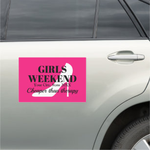 Girls-Wochenende-Reise Sonderreise Reiseziel pink Auto Magnet