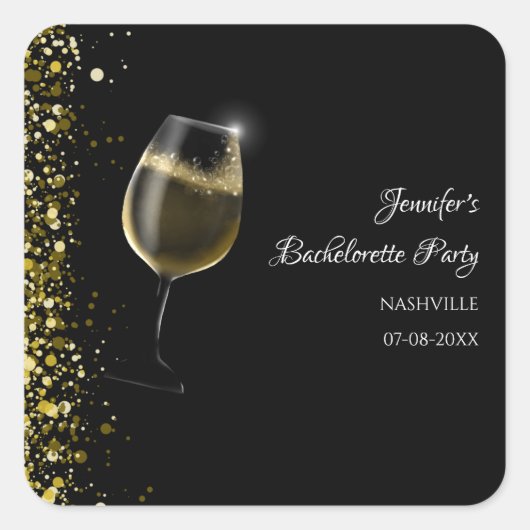 Girls-Wochenendgold Mocktail-Junggeselinnen-Abschi Quadratischer Aufkleber (Vorderseite)