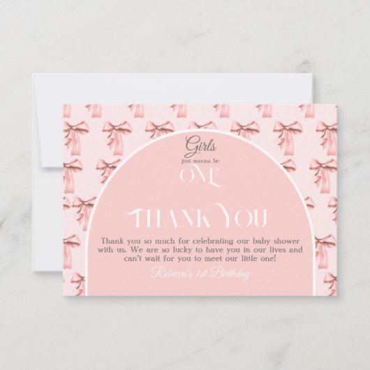 Girls wollen einfach nur ein rosa Bow sein erster Dankeskarte (Vorderseite)