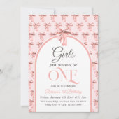Girls wollen einfach nur ein rosa Bow sein erster  Einladung (Vorderseite)