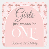 Girls wollen einfach nur ein rosa Bow sein erster Quadratischer Aufkleber (Vorderseite)