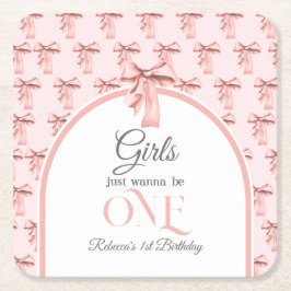 Girls wollen einfach nur ein rosa Bow sein erster Rechteckiger Pappuntersetzer