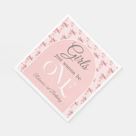 Girls wollen einfach nur ein rosa Bow sein erster Serviette (Ecke)