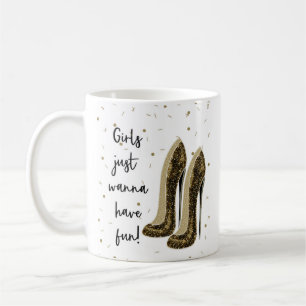Girls wollen Spaß Gold Black High Heels Kaffeetasse