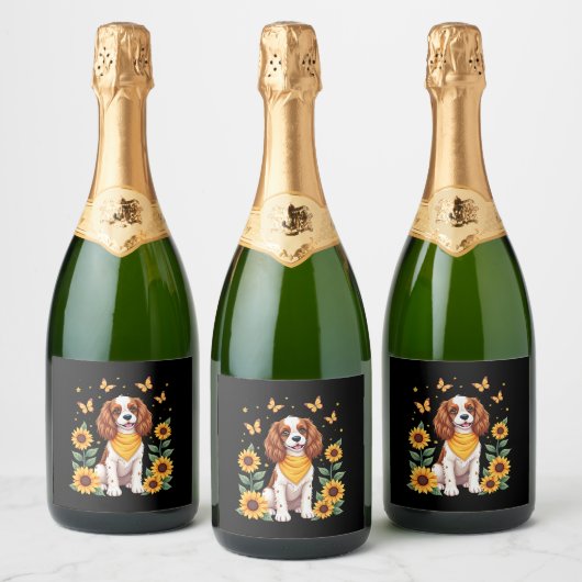Girls Women Mama Cavalier King Charles Spaniel Dog Schaumweinetikett (Flaschen)