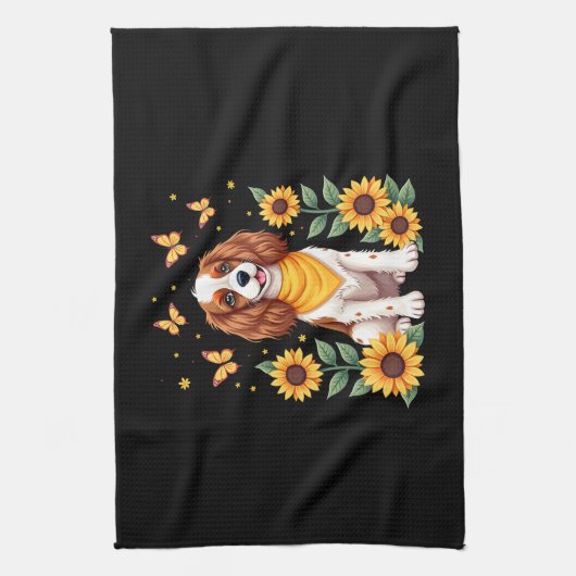 Girls Women Mom Cavalier King Charles Spaniel Dog Geschirrtuch (Vertikal)