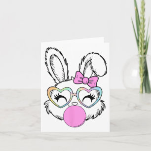Girls Women Rabbit Bunny Face Pink Coquette Bow Ea Karte