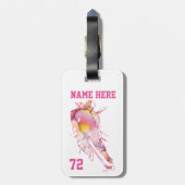 Girls Womens Personalisiert Hockey Player Wasserfa Gepäckanhänger (Rückseite vertikal)