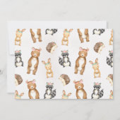 Girls Woodland Animes ONE 1. Geburtstag Einladung (Rückseite)